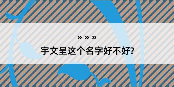 宇文呈这个名字好不好?