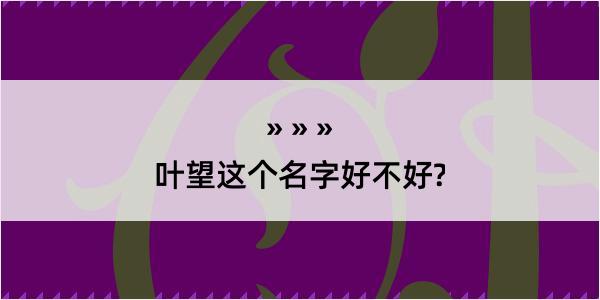 叶望这个名字好不好?