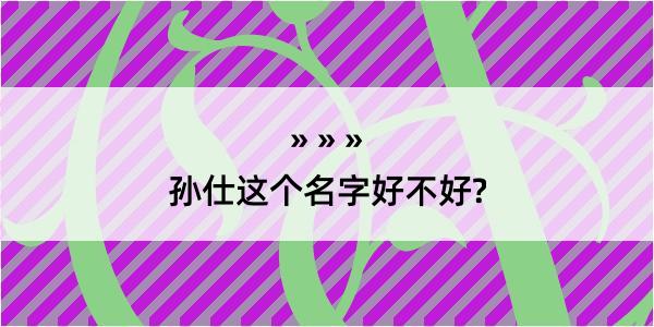 孙仕这个名字好不好?