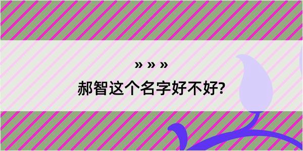 郝智这个名字好不好?