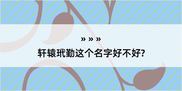 轩辕玳勤这个名字好不好?