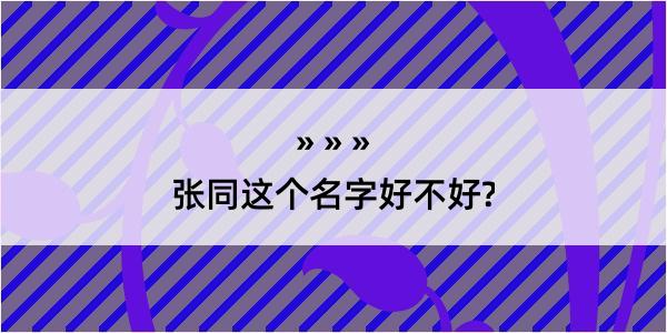 张同这个名字好不好?