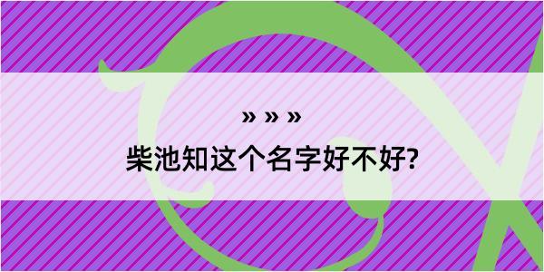 柴池知这个名字好不好?