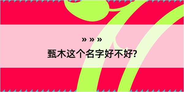 甄木这个名字好不好?