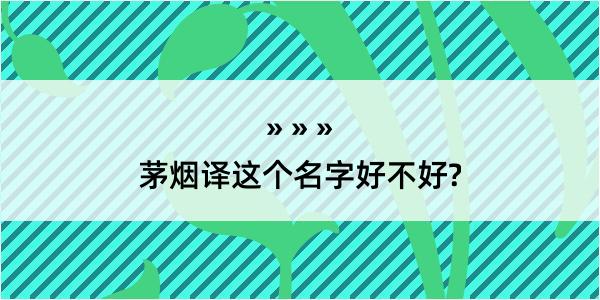 茅烟译这个名字好不好?