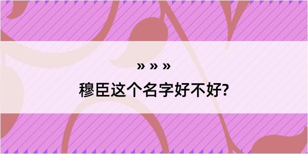 穆臣这个名字好不好?