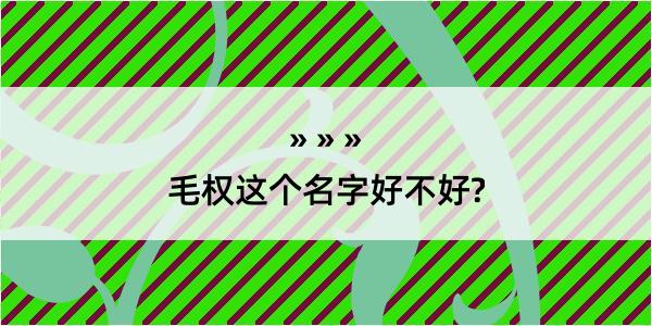 毛权这个名字好不好?