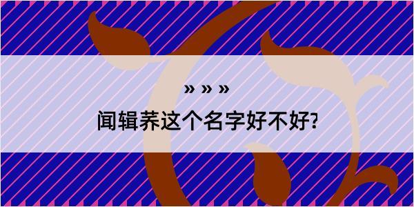 闻辑荞这个名字好不好?