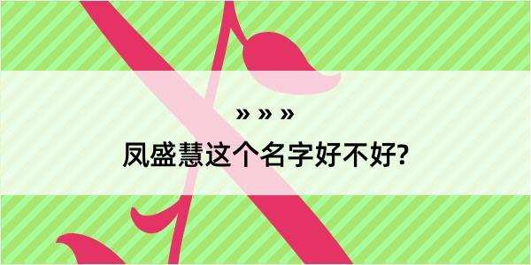 凤盛慧这个名字好不好?