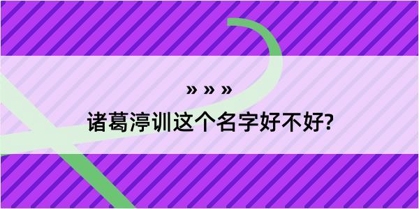 诸葛渟训这个名字好不好?