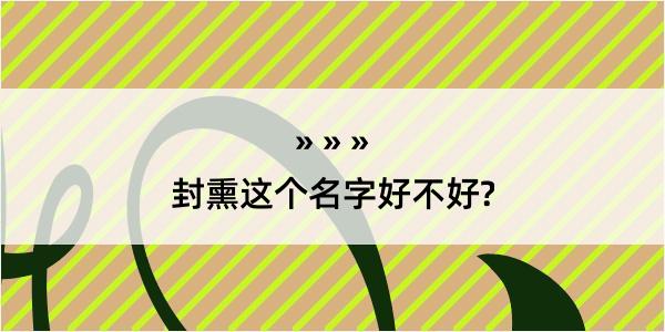 封熏这个名字好不好?