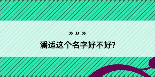 潘适这个名字好不好?