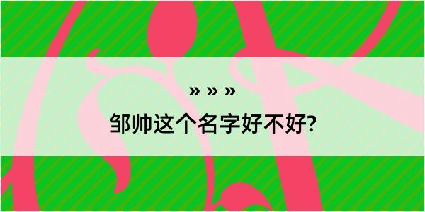 邹帅这个名字好不好?