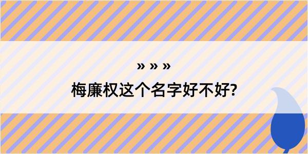 梅廉权这个名字好不好?