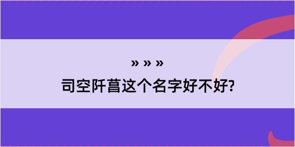 司空阡菖这个名字好不好?