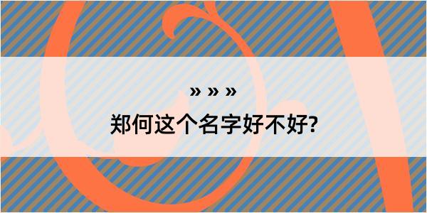 郑何这个名字好不好?