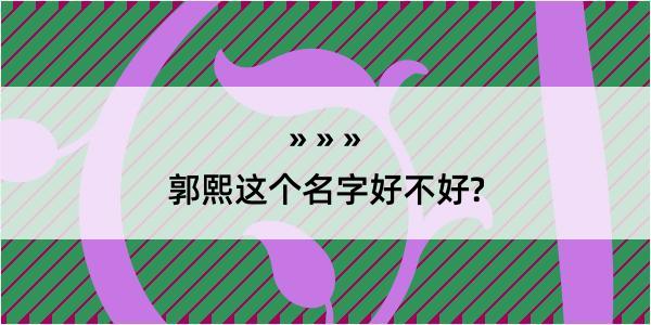 郭熙这个名字好不好?