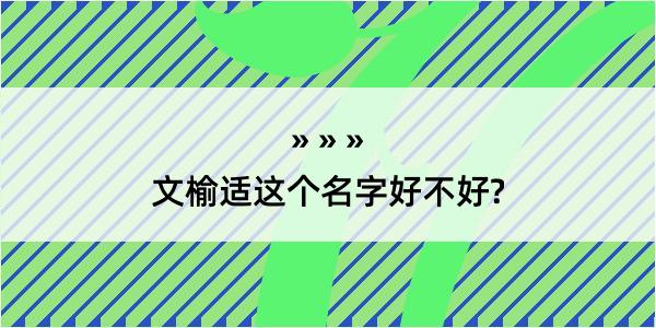 文榆适这个名字好不好?