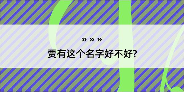 贾有这个名字好不好?