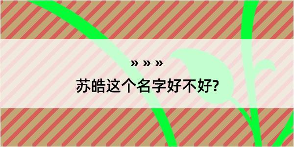 苏皓这个名字好不好?