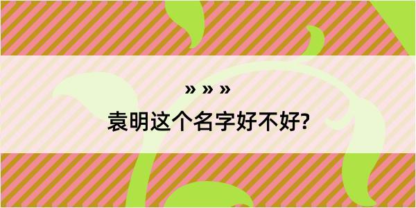 袁明这个名字好不好?