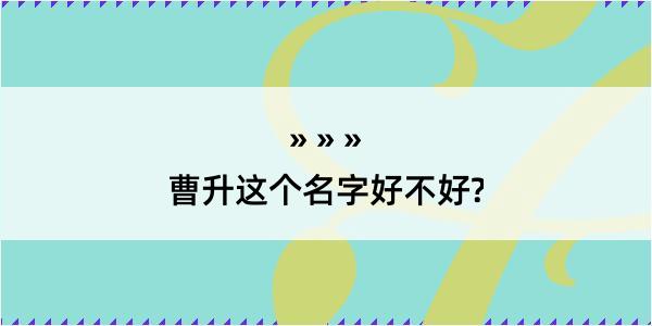 曹升这个名字好不好?