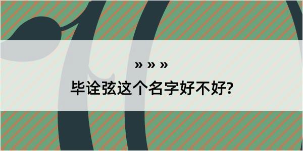 毕诠弦这个名字好不好?