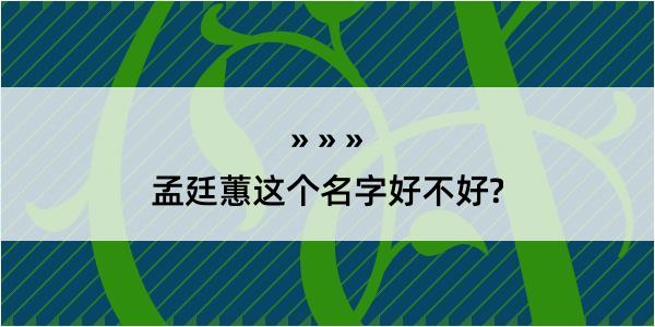 孟廷蕙这个名字好不好?