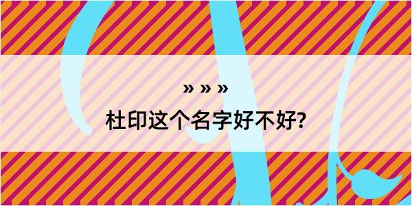 杜印这个名字好不好?