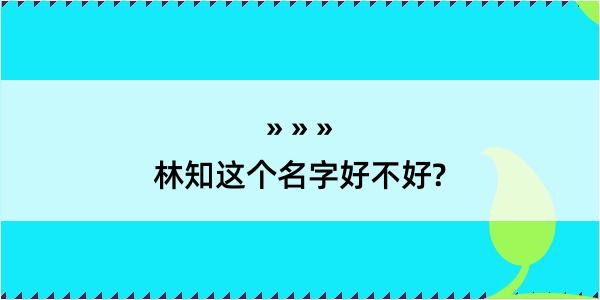 林知这个名字好不好?