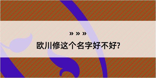 欧川修这个名字好不好?