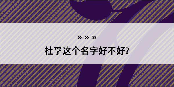 杜孚这个名字好不好?