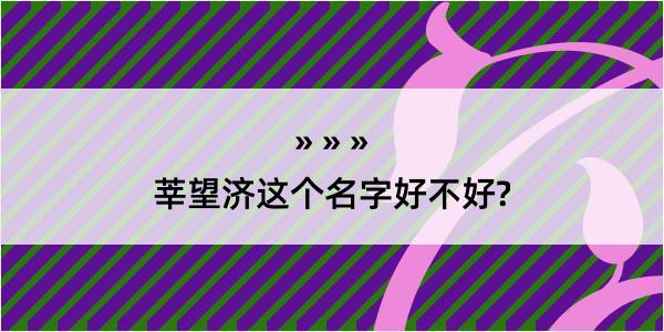 莘望济这个名字好不好?