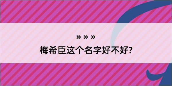 梅希臣这个名字好不好?