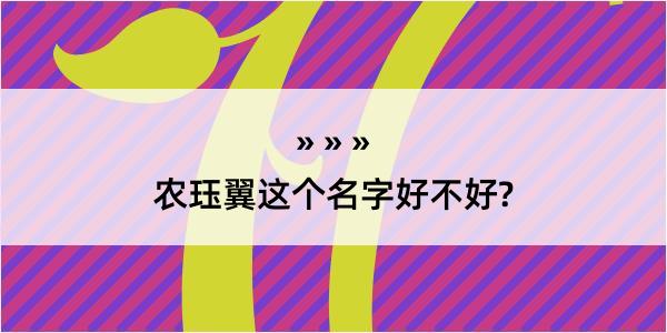 农珏翼这个名字好不好?