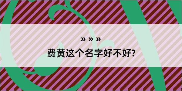 费黄这个名字好不好?