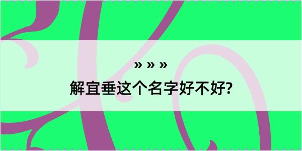 解宜垂这个名字好不好?