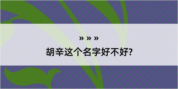 胡辛这个名字好不好?