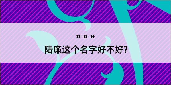 陆廉这个名字好不好?