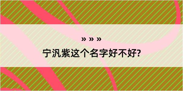 宁汎紫这个名字好不好?