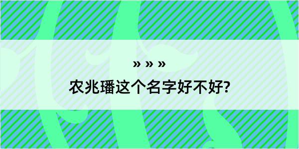 农兆璠这个名字好不好?