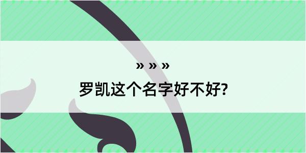 罗凯这个名字好不好?