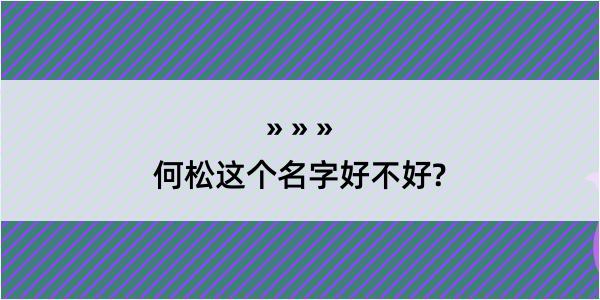 何松这个名字好不好?