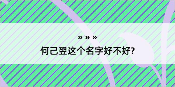 何己翌这个名字好不好?