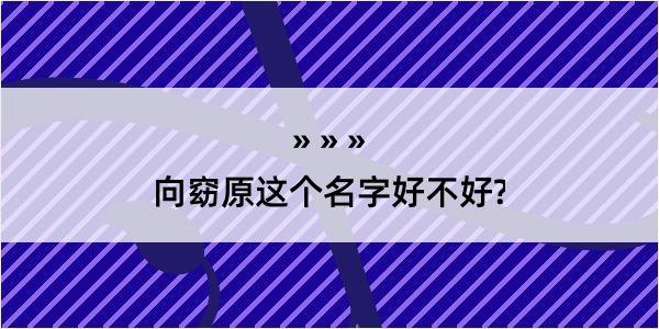 向窈原这个名字好不好?