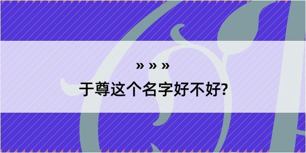 于尊这个名字好不好?