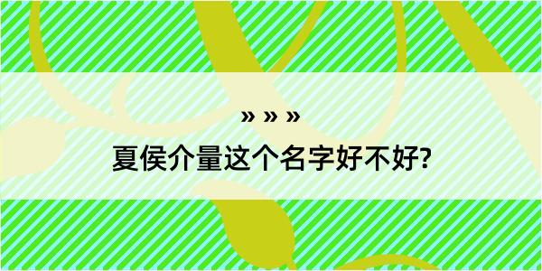 夏侯介量这个名字好不好?