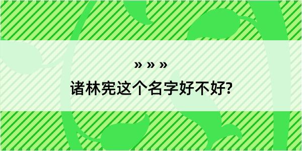 诸林宪这个名字好不好?