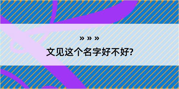 文见这个名字好不好?