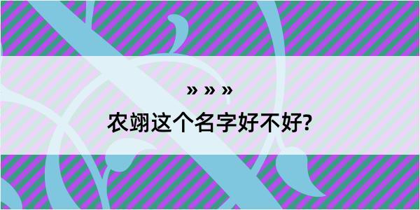 农翊这个名字好不好?